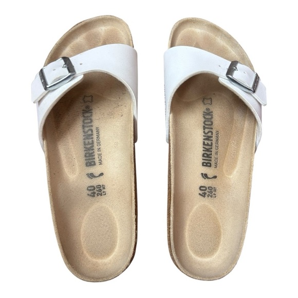 Birkenstock Madrid Birko-Flor - White Buckle Unisex L9 M7 - Picture 11 of 13
